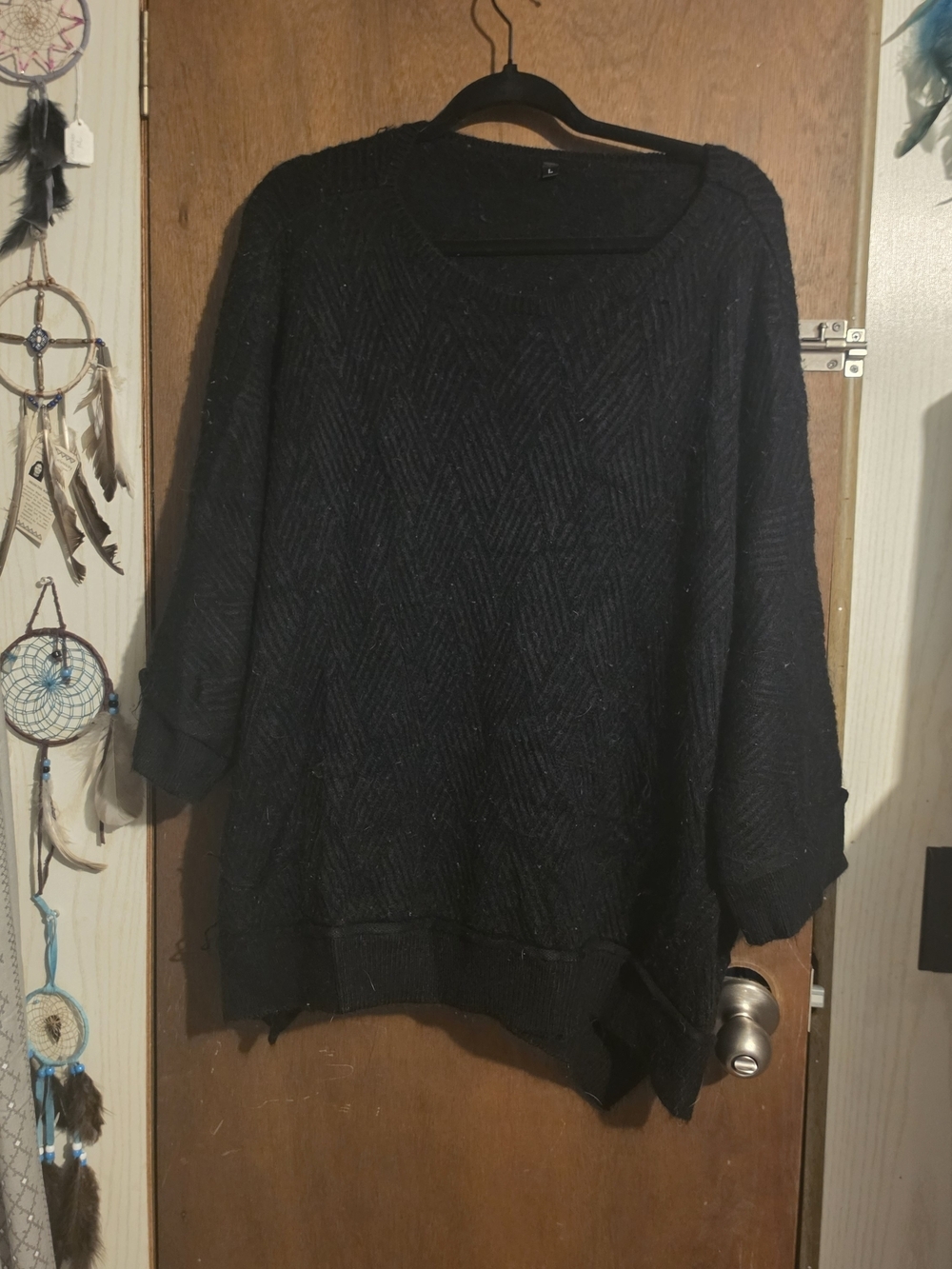 Women's Black Textured Knit Sweater - Classic Cozy Pullover